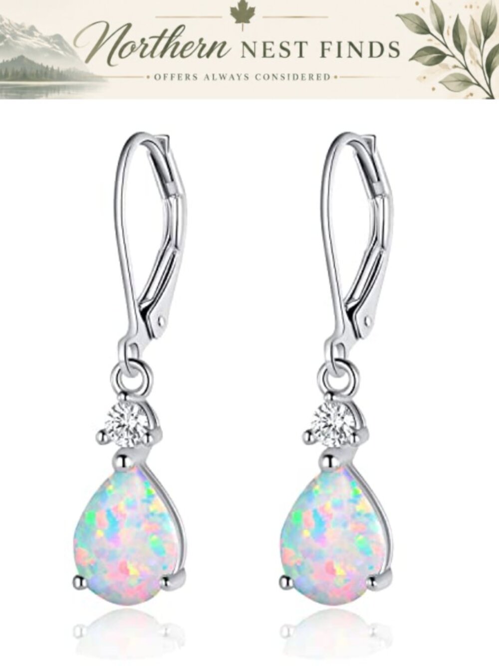 925 Sterling Silver Teardrop Dangle Earrings Women Created Amethyst Rainbow
